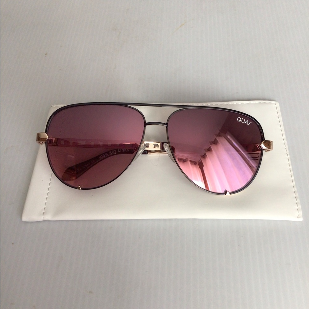 NEW ! Rare Quay Australia HIGH KEY LINKS Purple Gradient Aviator Sunglasses - Picture 2 of 6